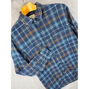 LL Bean Men Organic Cotton 1912 Field Flannel Plaid Shirt Size Medium REG 508105